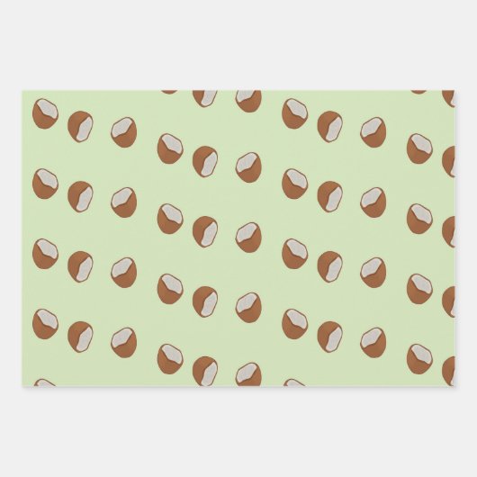 Kokosscheiben-Muster auf grün Geschenkpapier Set (Vorderseite)