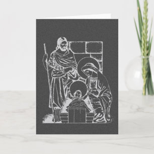 Koksgraue und weiße Geburt Christis-Szene Feiertagskarte