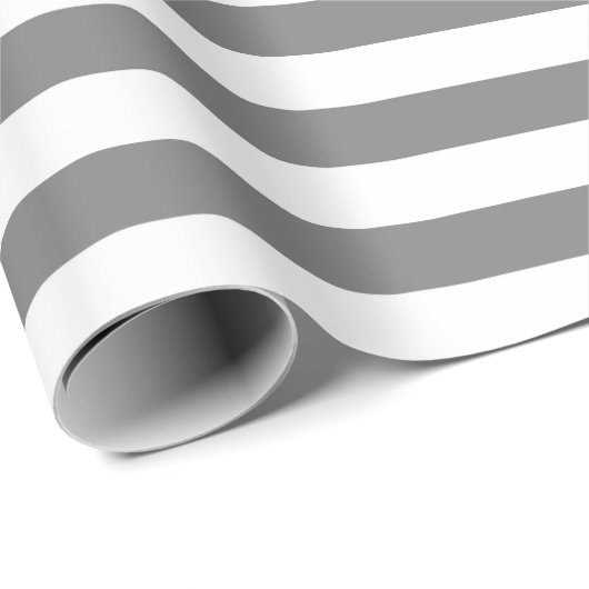 Koksgraue und weiße Streifen Geschenkpapier (Rolleneckpunkt)