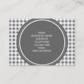 Koksgrauer und weißer Gingham, Ihr Monogramm Visitenkarte (Rückseite)