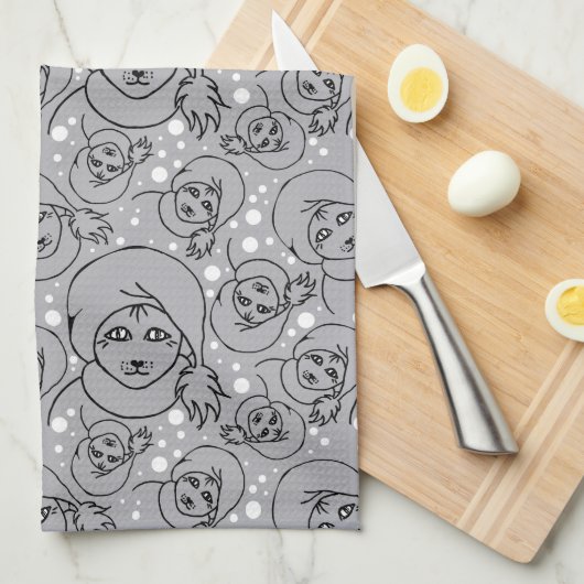 Kökshandduk med tomtekatter geschirrtuch (Viertel Falte)