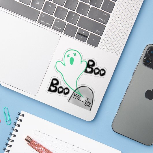 KOL_Joy Ghost Aufkleber (Laptop mit iPhone)