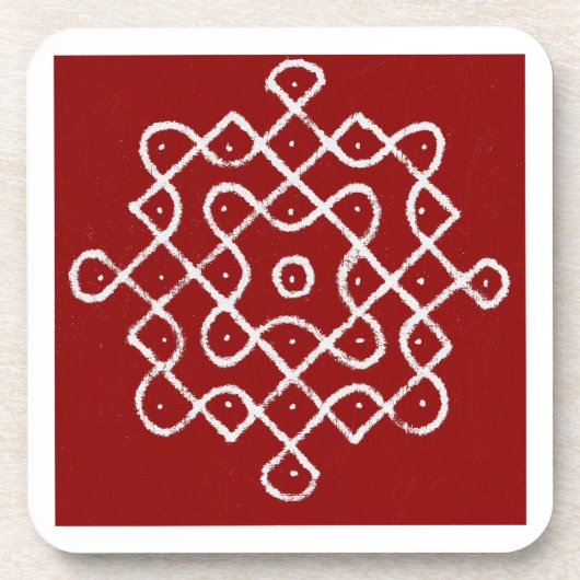 Kolam Rangoli Glass Untersetzer (Vorderseite)