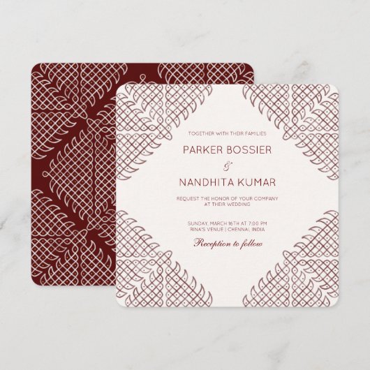 Kolam Wedding Einladung (Vorne/Hinten)