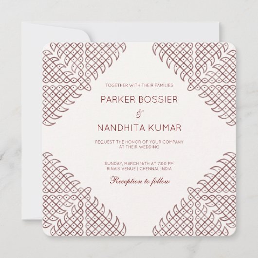 Kolam Wedding Einladung (Vorderseite)