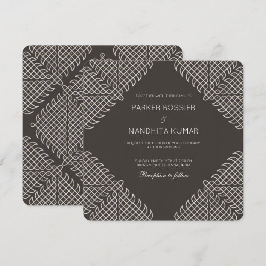 Kolam Wedding Einladung (Vorne/Hinten)