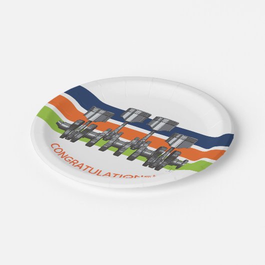 Kolben-Kurbelwelle Pappteller (Schrägansicht)