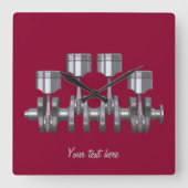 Kolben-Kurbelwelle Quadratische Wanduhr (Vorderseite)