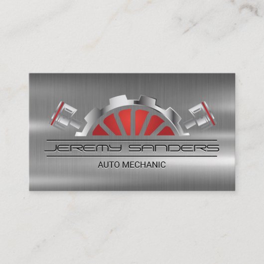 Kolben Metallisch | Auto Services Business Card Visitenkarte (Vorderseite)