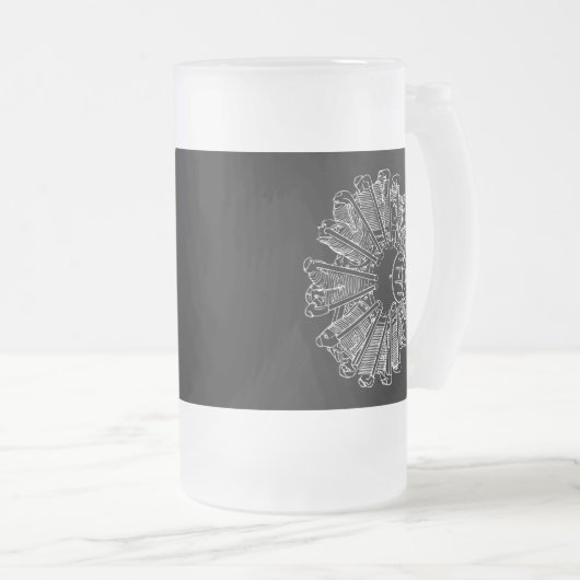 Kolben-Motor Mattglas Bierglas (VorderseiteRechts)