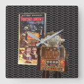 Kolben-Roboter - Retro Wanduhr (Vorderseite)