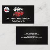 Kolbenwagen | Auto-Reparatur-Logo Visitenkarte (Vorne/Hinten)