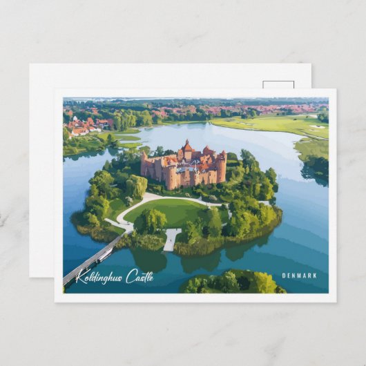 Koldinghus Castle Dänemark Illustration Travel Postkarte (Vorne/Hinten)