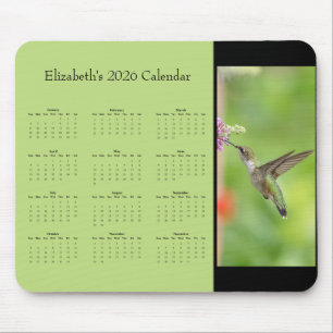 Kolibri - Anpassbarer Ganzjahreskalender 2026 Mousepad