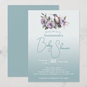 Kolibri Aqua Ombre Babyparty  Einladung