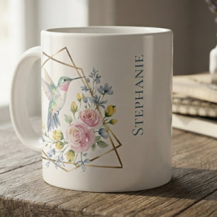 Kolibri-Aquarell-Blumen Jumbo-Tasse