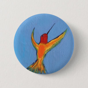 Kolibri auf Blau Button
