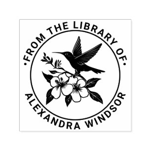Kolibri auf floralem Ast Bibliotheksbuchname Permastempel