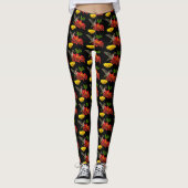 Kolibri auf roten gelben Blumen-Leggings Leggings (Vorderseite)