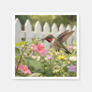 Kolibri auf Rührmichnichtan-Blüte Serviette