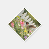 Kolibri auf Rührmichnichtan-Blüte Serviette (Ecke)