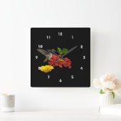 Kolibri auf Zinnias Quadratische Wanduhr (Zuhause)