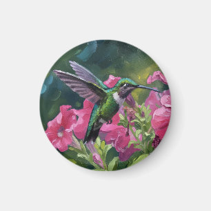 Kolibri besucht meinen Blumenkorb Magnet