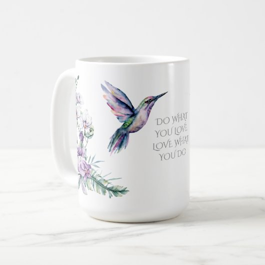 Kolibri-Blumen-Aquarell Kaffeetasse (Vorderseite Links)