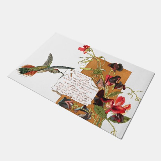 Kolibri-Blumen-Bermuda-Insel-Blumengedicht Fußmatte (Schrägansicht)