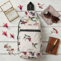 Kolibri Blumen Custom Name Beige Modern