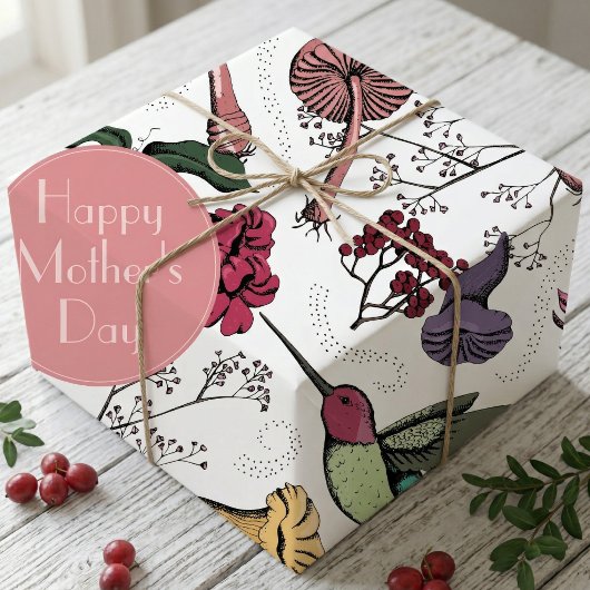 Kolibri Blumen Frohen Muttertag Geschenkpapier