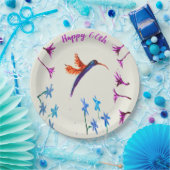 Kolibri-Blumen-Jahrestags-Geburtstag Pappteller (Party)