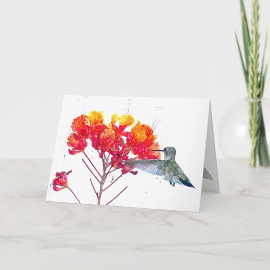 Kolibri-Blumen-Karte Karte (Vorderseite)