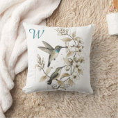 Kolibri-Blumen-Monogramm-Initial-Dekor Kissen (Decke)