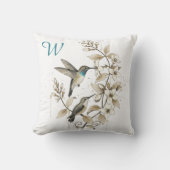Kolibri-Blumen-Monogramm-Initial-Dekor Kissen (Vorderseite)