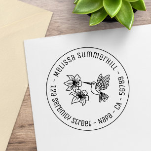 Kolibri-Blumen-Rund-Rücksendeadresse Gummistempel