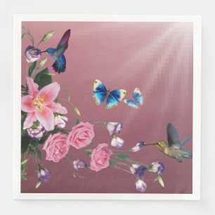 Kolibri-Blumen-Schmetterlings-Papierservietten Serviette