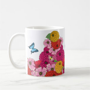 Kolibri-Blumen-und Schmetterlings-Tasse Kaffeetasse