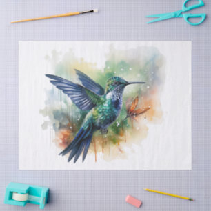 Kolibri Blumenaquarell Seidenpapier