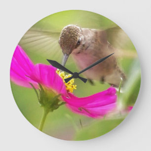 Kolibri-BlumenBlumen-Vogel-Tierwand-Uhr Große Wanduhr