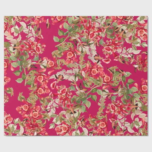 Kolibri-Blumengarten-Blumen-Verpackungs-Papier Geschenkpapier (Flach)