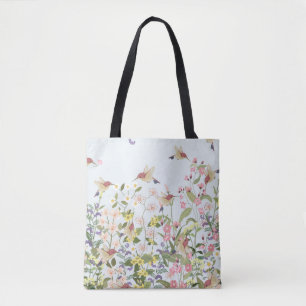 Kolibri-Blumengarten-Vintage-Illustration Tasche