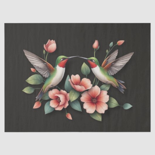 Kolibri-Blumenmuster Seidenpapier (Vorderseite)