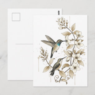 Kolibri Botanik Cottagecore Geschenk für beste Fre Postkarte