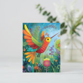 Kolibri-bunte Kunstwerke Postkarte (Stehend Vorderseite)