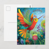 Kolibri-bunte Kunstwerke Postkarte (Vorne/Hinten)