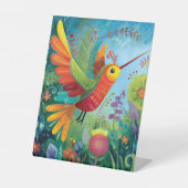Kolibri-bunte Kunstwerke Sockelschild (Vorderseite)