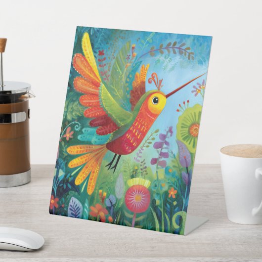 Kolibri-bunte Kunstwerke Sockelschild (In SItu)