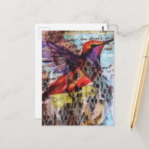 Kolibri entschuldigt sich nicht dafür, Mixed-Media Postkarte