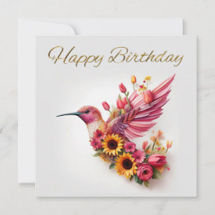 Kolibri fliegt mit Blumen Alles Gute zum Geburtsta